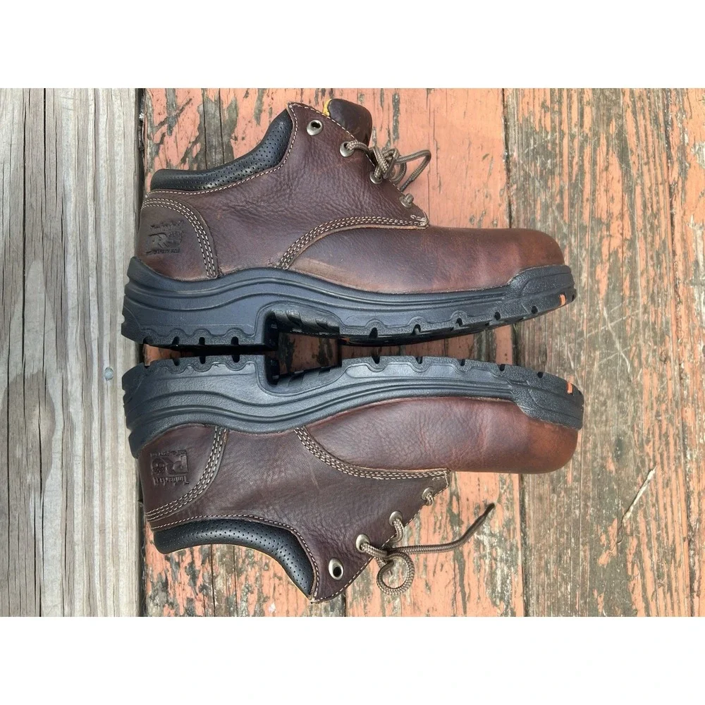 Timberland PRO TiTAN 47028 Mens 9.5M Brown Leather Alloy Toe Work Shoes EH
